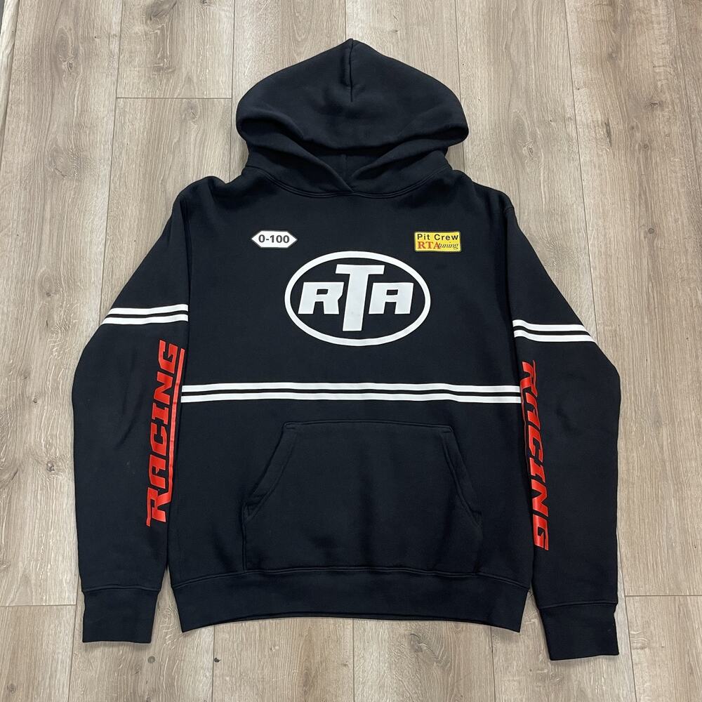 RTA BLACK RACING STRIPE Hoodie Sweater Black Size Medium M SF